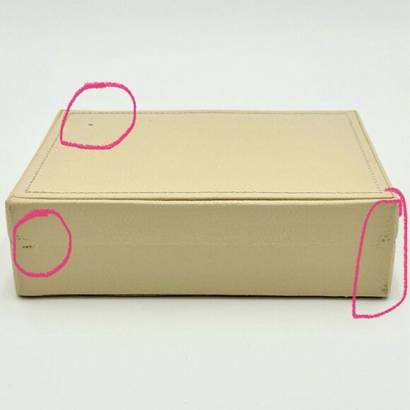 Pottery Barn McKenna Jewelry Box Travel Case 6.5” x 5” x 2” Cream Color Faux - Picture 12 of 12